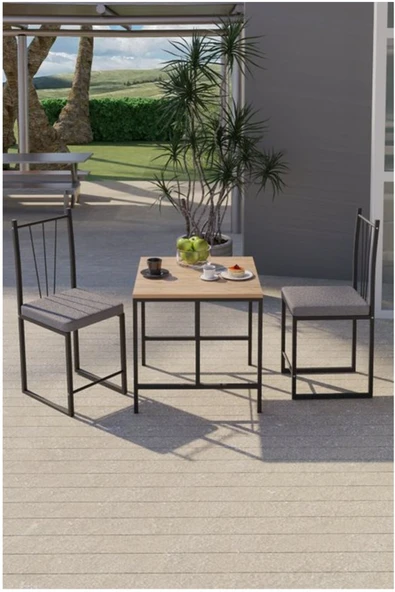 Retodesign Minderli Yıldız 2 Kişilik Masa Takımı - Resim 3