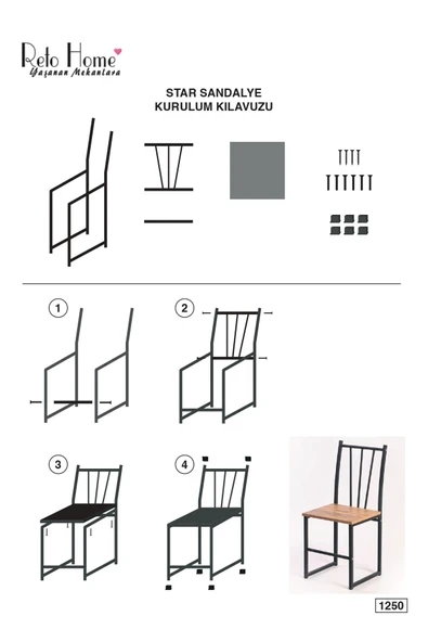 Retodesign Yıldız 2 Kişilik Yemek Masası Takımı 1620 - Resim 5