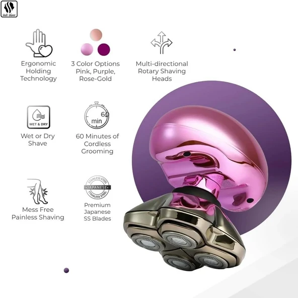 Skull Shaver Butterfly Kiss Pro (Pembe): Bikini, Bacak ve Vücut Tıraşı İçin - Resim 2