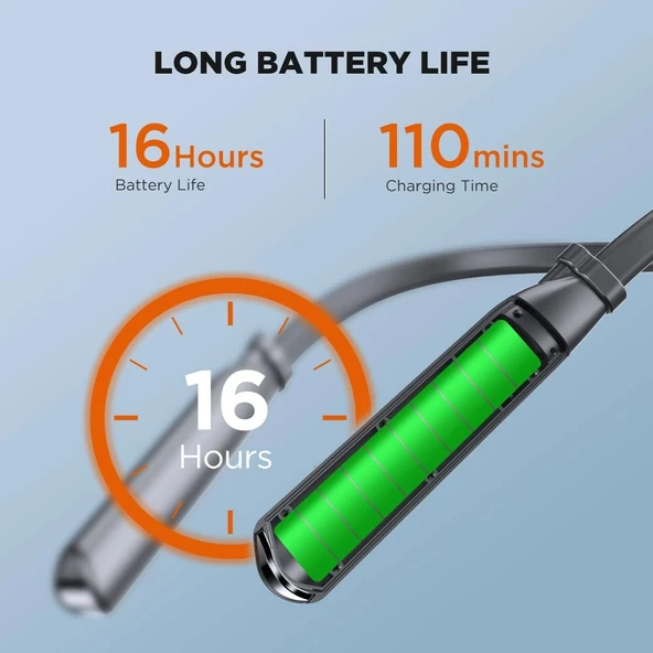 HTC Boyun Bantlı Bluetooth Kulaklık, Manyetik Stereo Kulaklık - Siyah - Resim 3