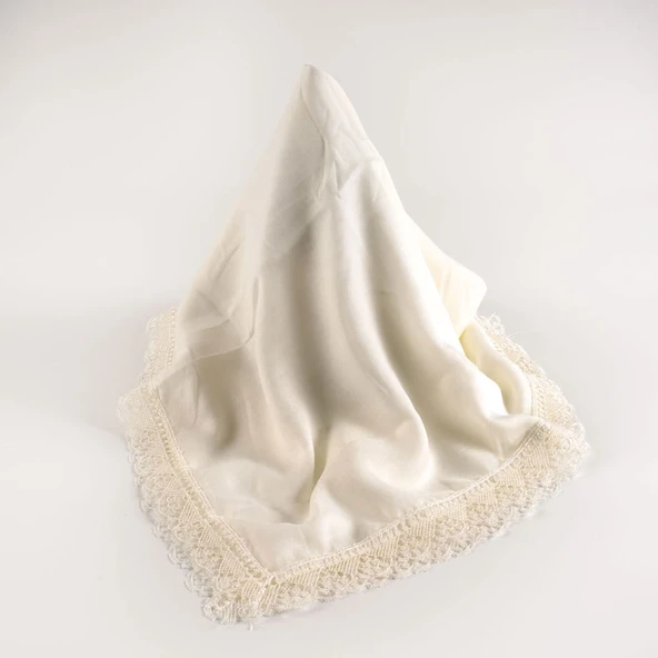 İğne Oyalı Şal (Namaz Örtüsü, 144x68 cm. Krem) - Resim 2