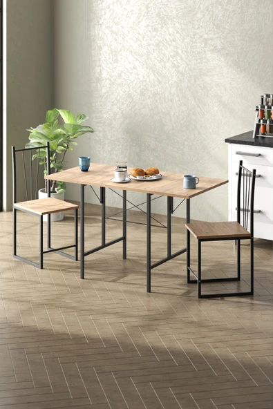 Retodesign RETODESİGN YILDIZ KATLANIR MUTFAK MASASI 2 SANDALYELİ TAKIM 1626 ürün görseli