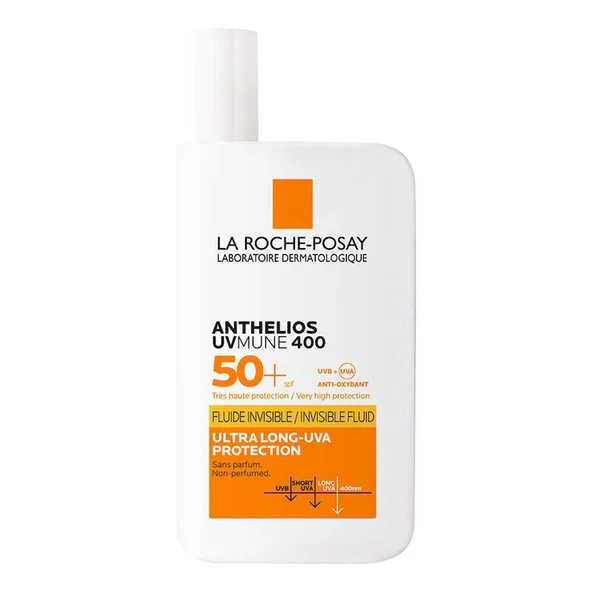 La Roche Posay Anthelios UVmune400 Invisible Fluid Tüm Cilt Tipleri İçin SPF50+ Yüz Güneş Kremi 50 ml - Diş Beyazlatıcı Köpük Hediye ürün görseli
