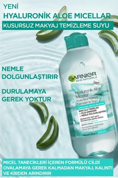 Garnier Micellar Hyaluronik Aloe Kusursuz Makyaj Temizleme Suyu 400 ml - Resim 3