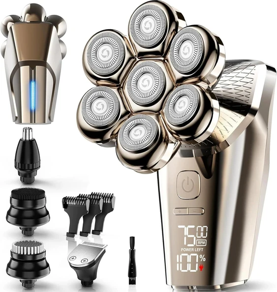 Hexus 7D Çıkarılabilir Baş Tıraş Makinesi Kuru/Islak - Erkekler İçin - Gold ürün görseli 1