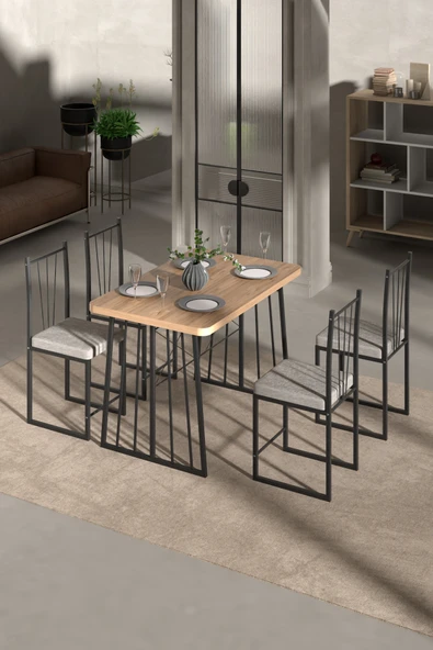Retodesign Minderli Star 4 Kişilik Masa Takımı - Resim 3