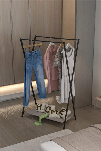 Retodesign X Katlanır Ayaklı Askı , Elbise Askısı , Portmanto Askılık 1810 - Resim 4