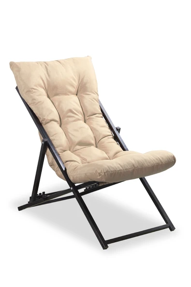 Retodesign Katlanır Şezlong Krem 1781 - Resim 3