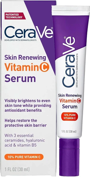 CeraVe -Hyaluronik asit ile C vitamini serumu |% 10 saf C Vitamini ile yüz için cilt parlatıcı serum ürün görseli