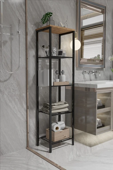 Retodesign RETODESİGN SİYAH 40 CM.ÇOK AMAÇLI RAF, MUTFAK RAFI , BANYO DÜZENLEYİCİ RAF 1893S - Resim 3