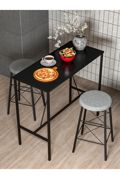 Retodesign SİYAH YUVARLAK TABURELİ BAR TAKIMI 3655 ürün görseli