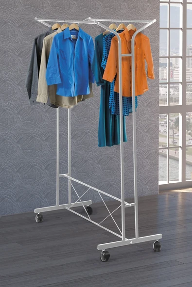 Retodesign Retohome V Konfeksiyon Ayaklı Tekerlekli Askı Beyaz ürün görseli