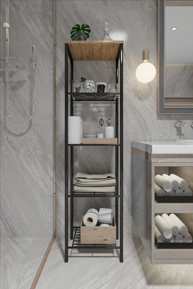 Retodesign RETODESİGN SİYAH 40 CM.ÇOK AMAÇLI RAF, MUTFAK RAFI , BANYO DÜZENLEYİCİ RAF 1893S - Resim 4