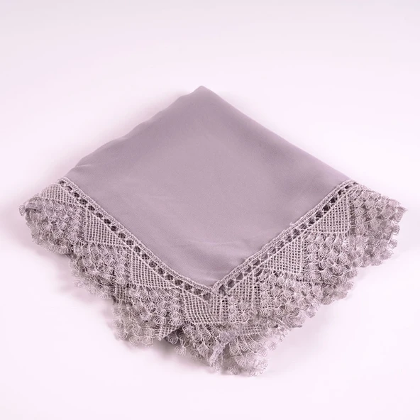 İğne Oyalı Şal (Namaz Örtüsü, 144x68 cm. Gri) ürün görseli 1