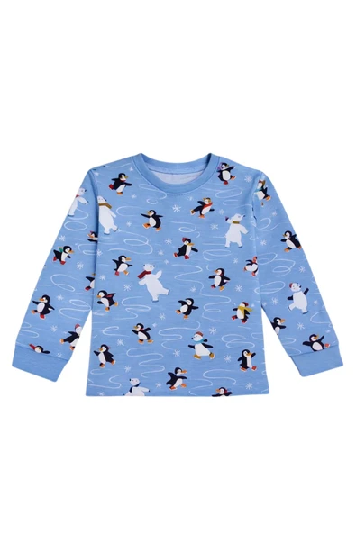 Unisex İnterlok Bebe Mavisi Yılbaşı Temalı Pijama Takımı - Resim 6