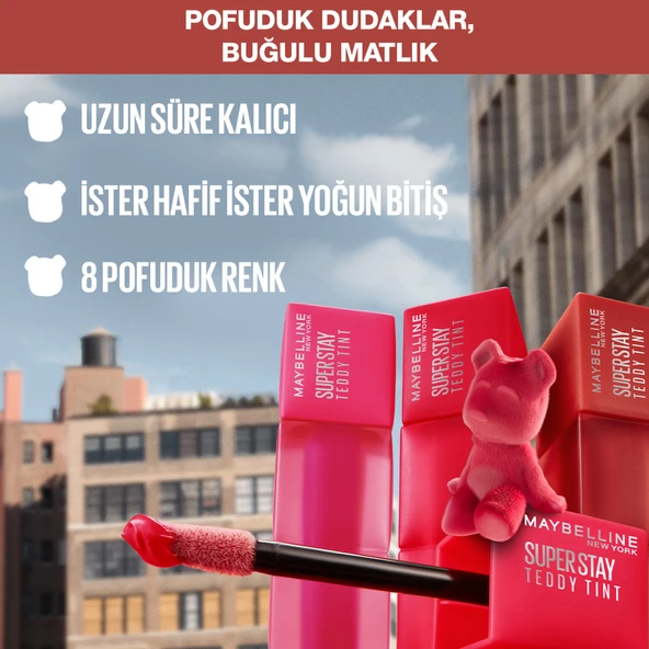 Maybelline New York Super Stay Teddy Tint Uzun Süre Kalıcı Likit Mat Tint 55 Knee High - Resim 4