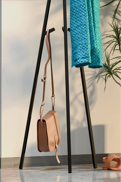 Retodesign Zambak Askı ,3 Ayaklı Askı , Portmanto Askılık Siyah 2046S - Resim 3