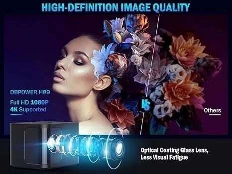 Dbpower 5G WiFi Mini Bluetooth Projektör 4K, 1080P Wifi,Hdmi,Usb - Siyah - Resim 4