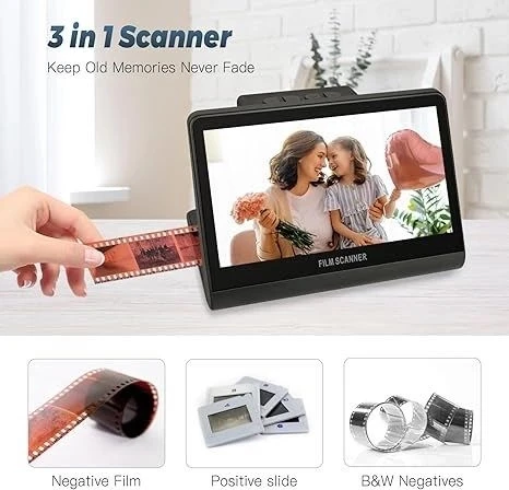 Jerbiaby 7 inç LCD Ekranlı 48 MP Film ve Slayt Tarayıcı 16GB - Resim 2