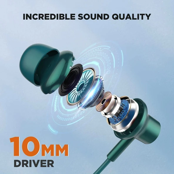 HTC Boyun Bantlı Bluetooth Kulaklık, Manyetik Stereo Kulaklık - Yeşil - Resim 4