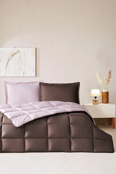 Özdilek %100 Pamuk (Çarşafı Lastikli) Çift Kişilik Yatak Seti-Colourist Vizon Mürdüm ürün görseli 1