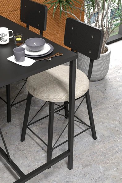 Retodesign 4 İMAJ SANDALYELİ SİYAH YEMEK MASASI 120/60 4620 - Resim 5