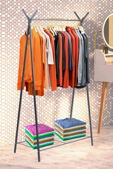 Retodesign Retohome Ayaklı Raflı Konfeksiyon Askısı ürün görseli