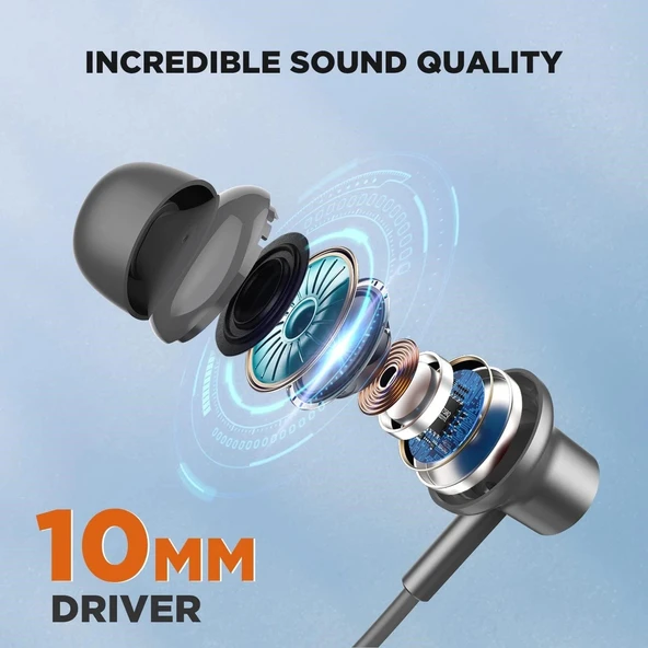 HTC Boyun Bantlı Bluetooth Kulaklık, Manyetik Stereo Kulaklık - Siyah - Resim 4