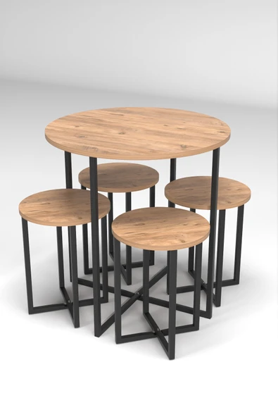 Retodesign 4 Kişilik Yuvarlak Masa Takımı Atlantik Çam 1685 - Resim 3