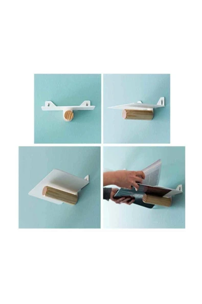 Retodesign Uçan Kitap Rafı Duvar Rafı 3 Adet Takım - Resim 2