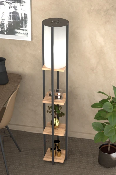 Retodesign YILDIZLI RAFLI KİTAPLIKLI ATLANTİK ÇAM LAMBADER 4001A - Resim 3