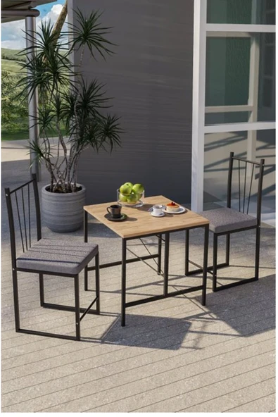 Retodesign Minderli Yıldız 2 Kişilik Masa Takımı - Resim 2