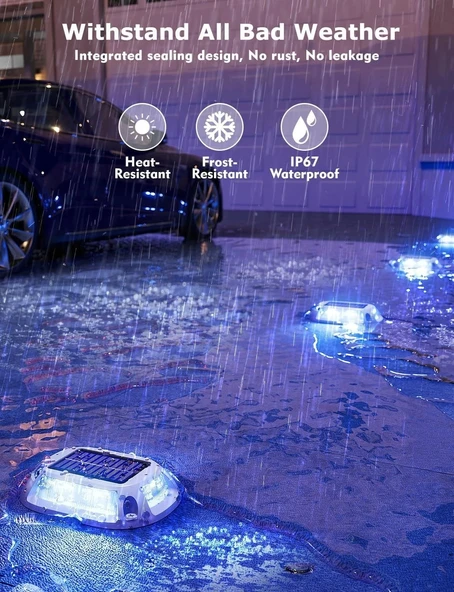 Viodaim Güneş Enerjili Garaj Yolu Işıkları 9 Renk Su Geçirmez - 12 Adet - Resim 4