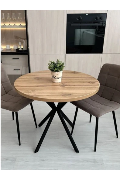 Retodesign 90 Çap Atlantik Çam Yuvarlak Masa 7001 - Resim 3