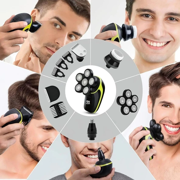 Telfun 6D Kel Erkekler İçin Baş Tıraş Makinesi, 5'i 1 Arada - Resim 3