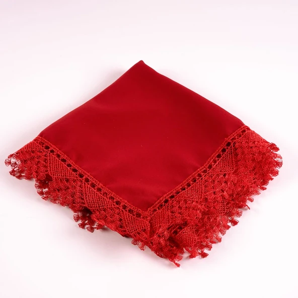 İğne Oyalı Şal (Namaz Örtüsü, 144x68 cm. Kırmızı) ürün görseli 1