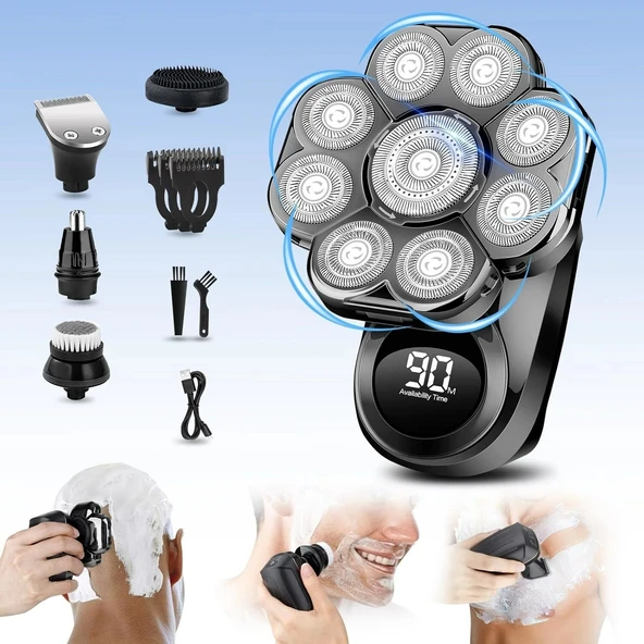 Handsomeface 9D Elektrikli Baş Tıraş Makinesi Geliştirilmiş - Siyah ürün görseli 1