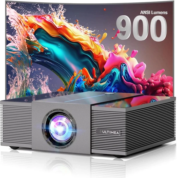 Ultimea 1080P Projektör - 4K Destekli 900 ANSI Lümen - 6D Keystone, 30W Hoparlörler ürün görseli 1