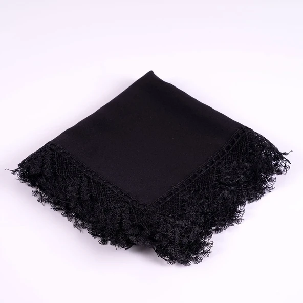 İğne Oyalı Şal (Namaz Örtüsü, 144x68 cm. Siyah) ürün görseli 1