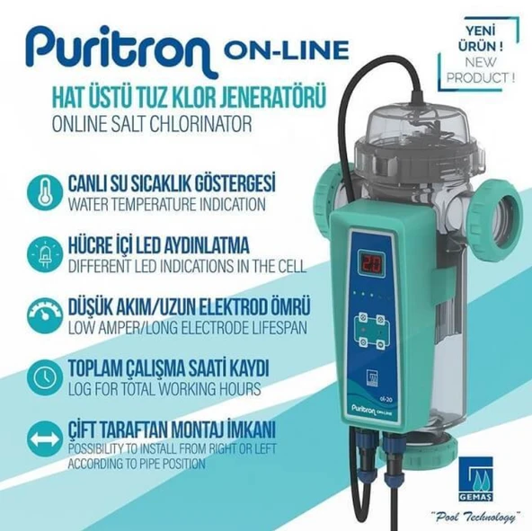 Gemaş Puritron GSCOL-30 Hat Üstü Tuz & Klor Jenaratörü-ToptancıyızBiz - Resim 2