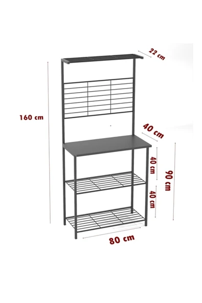 Retodesign Siyah Mutfak Bangosu .mutfak Masası. Mutfak Rafı .kahve Köşesi Masası 1851 - Resim 6