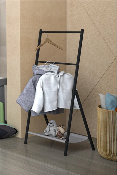 Retodesign RETODESİGN A KATLANIR SİYAH  HAVLU ASKISI, HAVLU  RAFI 1840 - Resim 5