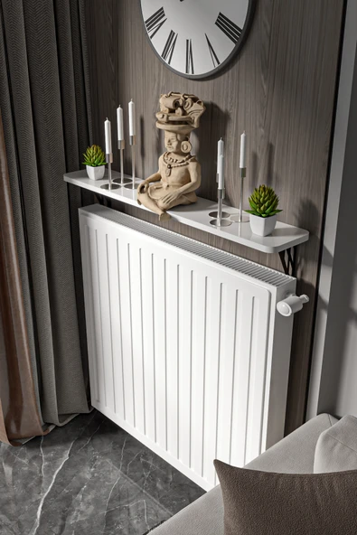 Retodesign Montajsız Beyaz Petek Üstü Metal Raf, Kalorifer Peteği Raf Dresuar Uçan Raf 80 Cm 10080 ürün görseli