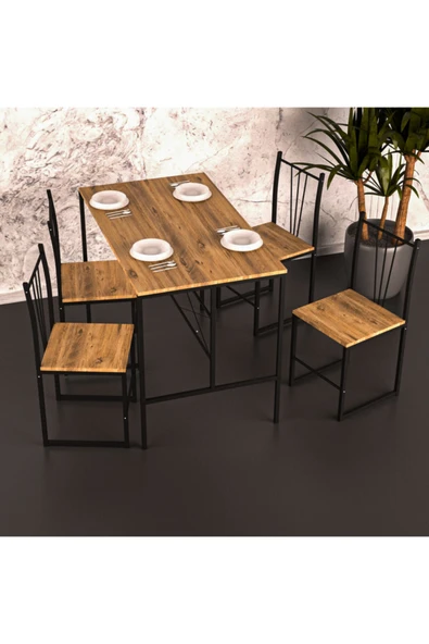 Retodesign Retohome Yıldız 4 Kişilik Yemek Masası Takımı 60/120 1660 - Resim 2