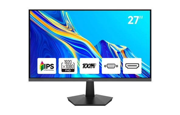 NPC MF2708-A 27" 1920x1080 5ms 100 Hz 1 Adet HDMI 1 Adet VGA Full HD IPS Monitör Siyah ürün görseli 1