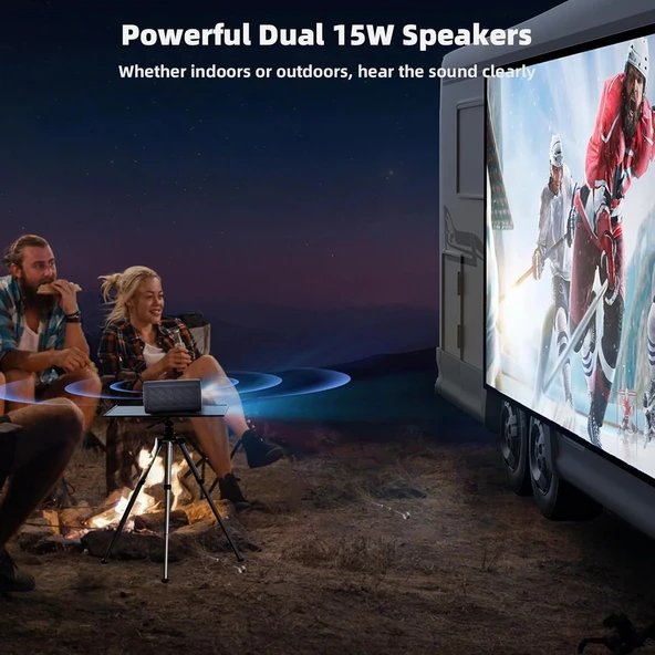 OmniStar L80 4K Projektör WiFi ve Bluetooth, 1500 ANSI Lümen Yerel 1080P - Resim 3