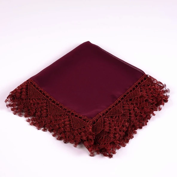 İğne Oyalı Şal (Namaz Örtüsü, 144x68 cm. Bordo) ürün görseli 1