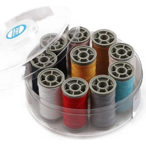 Royaleks %100 Polyester Dikiş Ipliği Kaliteli 10 Adet Farklı Makara Iplik Seti Zümrüt NO:120 ürün görseli