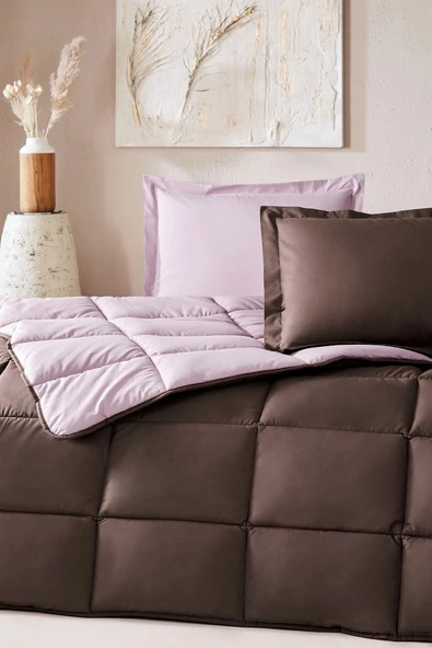 Özdilek %100 Pamuk (Çarşafı Lastikli) Çift Kişilik Yatak Seti-Colourist Vizon Mürdüm - Resim 2