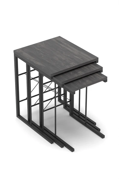 Retodesign 3 Lü Tuvalu Zigon Sehpa 3003 - Resim 4